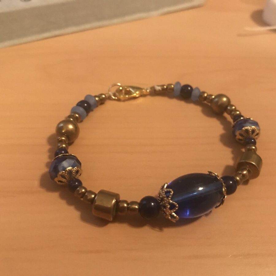 Lapis Blue & Antique Gold Bracelet — handmade by Kristin Cogan, Cogan Couture