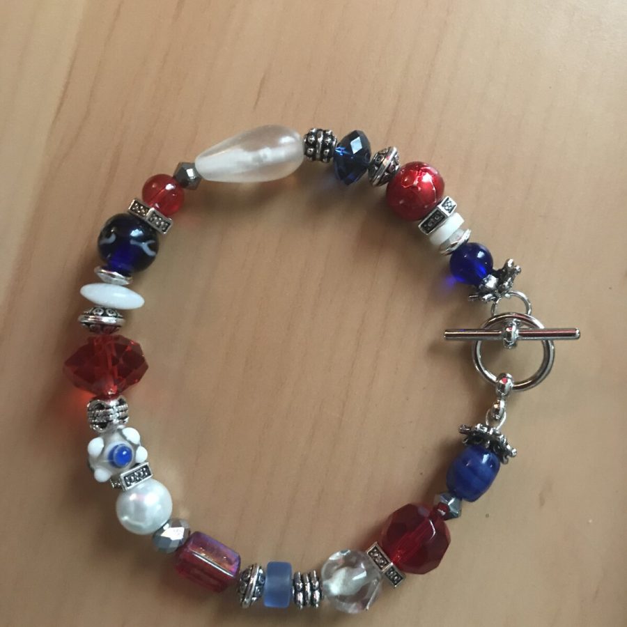 Patriotic Bracelet, Red White & Blue — handmade by Kristin Cogan, Cogan Couture