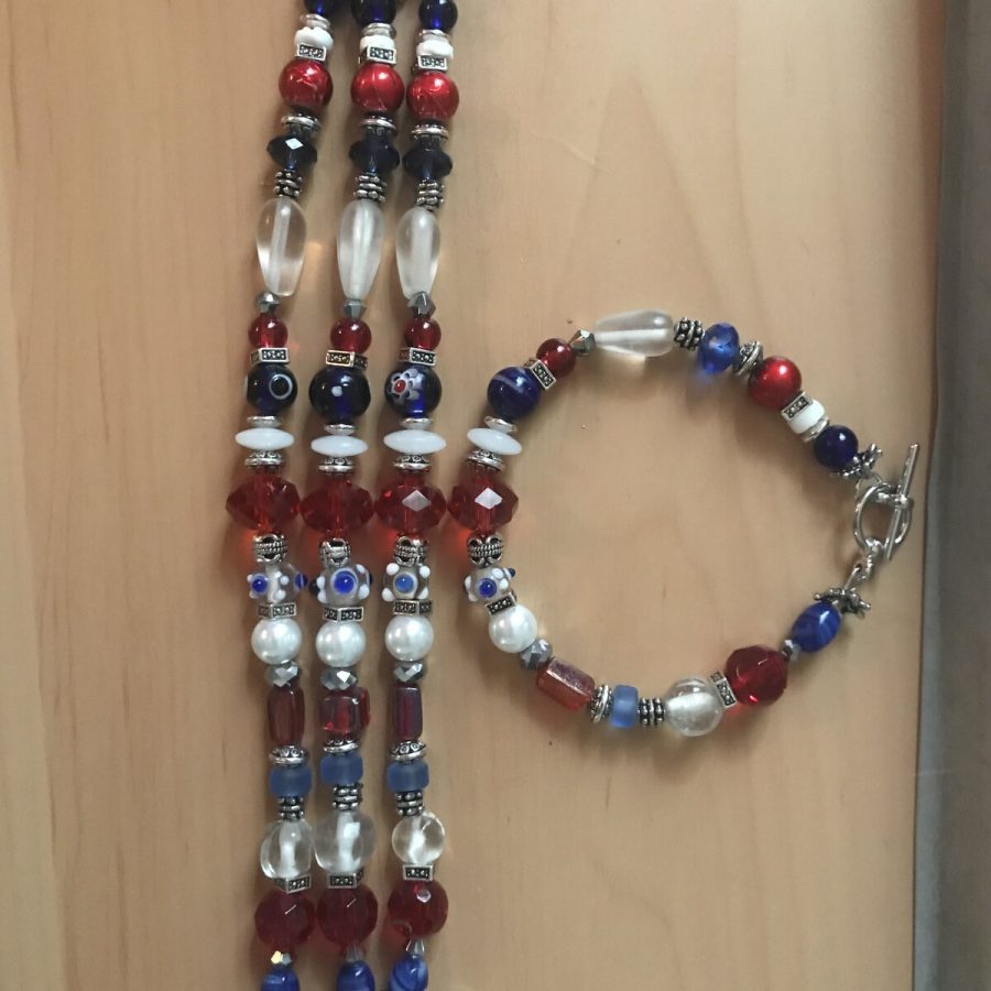 Patriotic Multi-Strand Set — handmade by Kristin Cogan, Cogan Couture