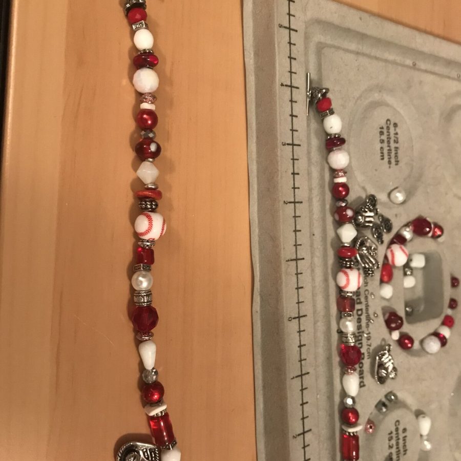 Red & White Heart Bracelet — handmade by Kristin Cogan, Cogan Couture