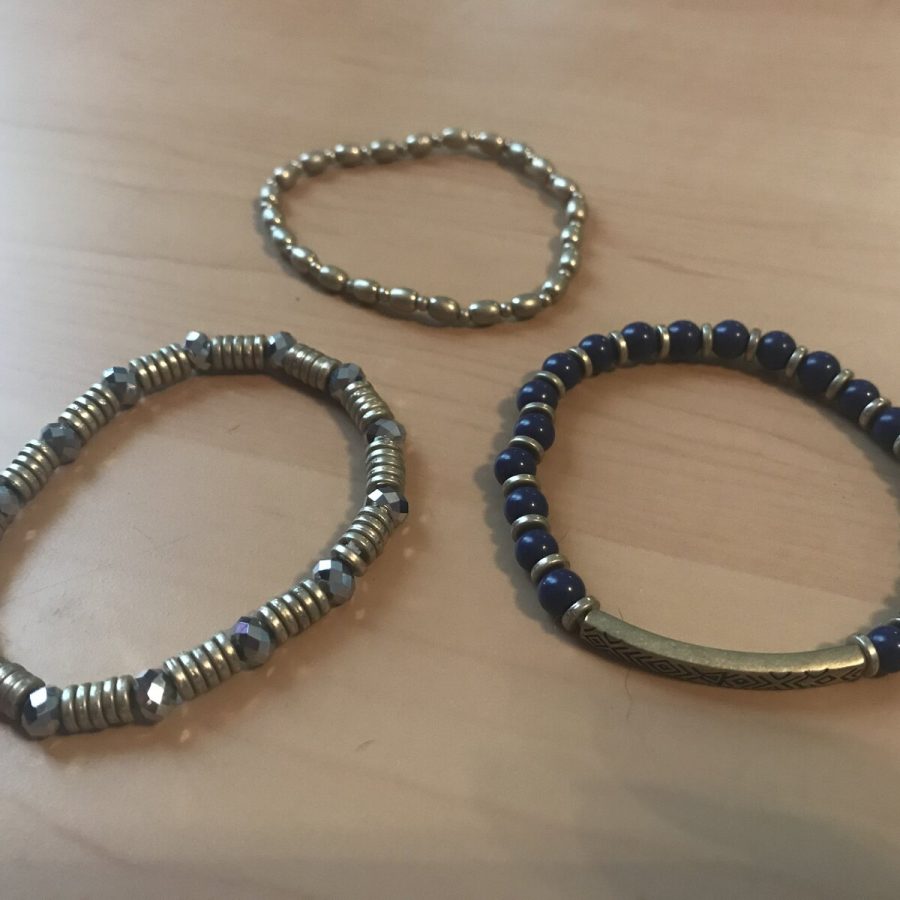 Hematite, Silver & Navy Trio — handmade by Kristin Cogan, Cogan Couture