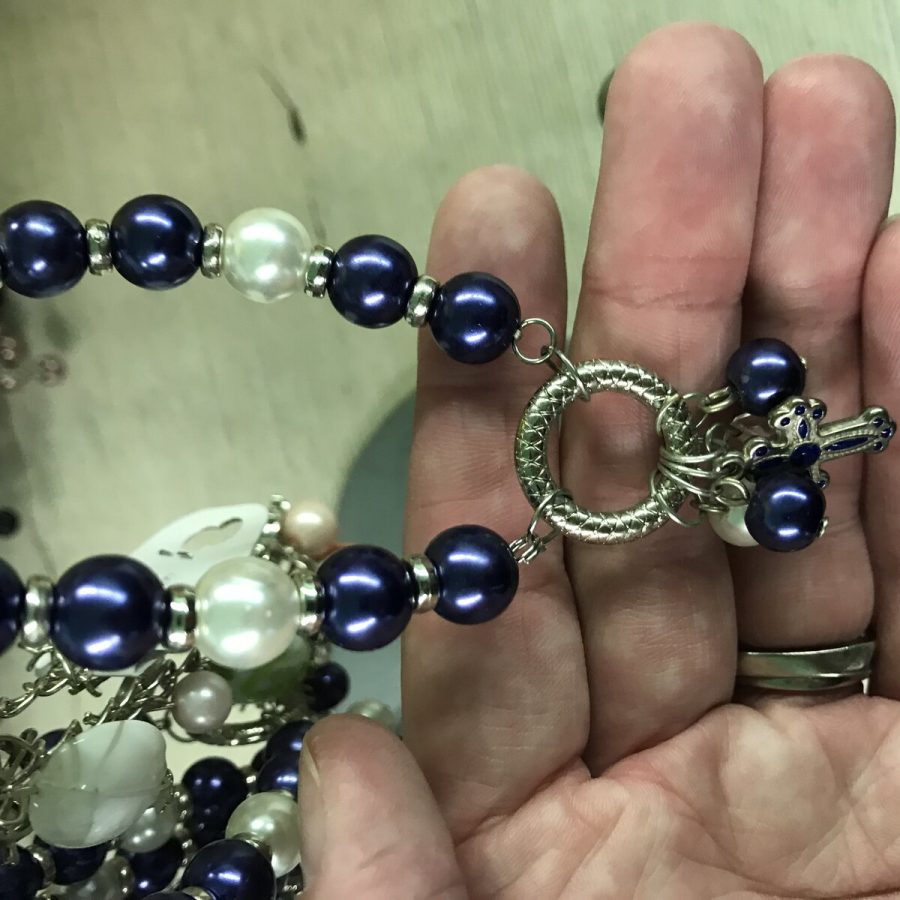 Navy Pearl & Cream Bracelet — handmade by Kristin Cogan, Cogan Couture