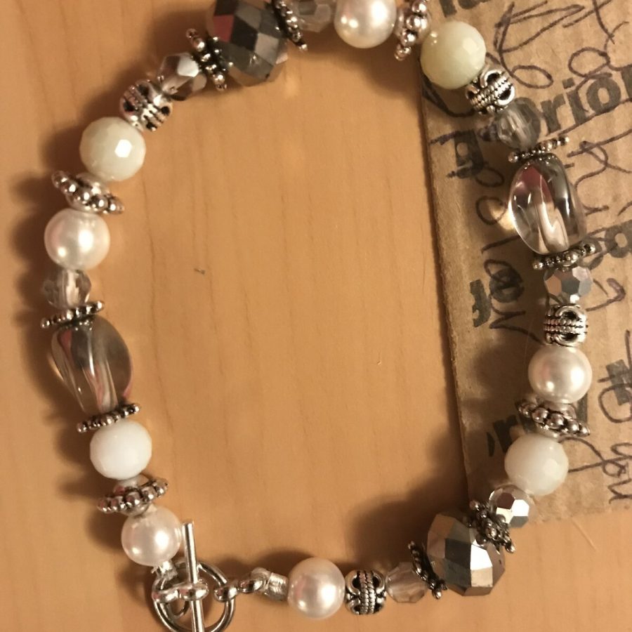 Pearl & Crystal Bracelet, Cream — handmade by Kristin Cogan, Cogan Couture